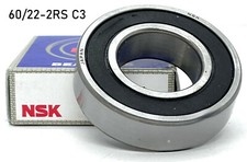 NEW NSK 60/22-2RS C3 DEEP GROOVE BALL BEARING, 22x44x12mm Metal RUBBER SEALED