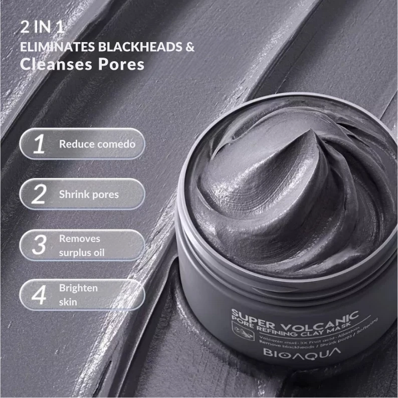 BIOAQUA - Máscara de arcilla refinadora de poros súper volcánicos Foto 3 de 4