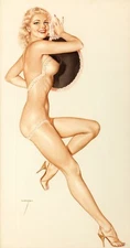 Pin-Up Art  Sexy Vintage Type Girl  Excellent Condition  APROX 6" by 4"