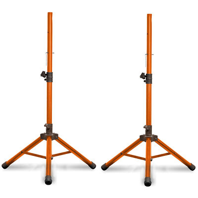 (Qty 2) New Technical Pro Professional Iron Steel Orange Tri-Pod Speaker Stand