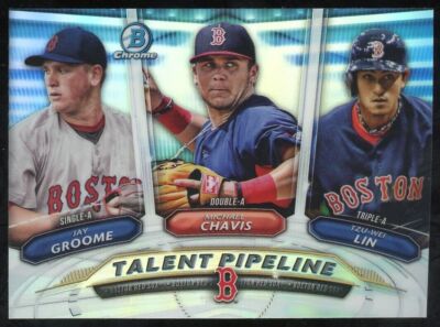 2018 Bowman Chrome Michael Chavis Rookie Talent Pipeline Trio Red Sox RC