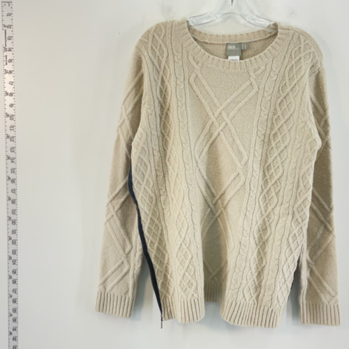ASOS Beige Wool Blend Cable Knit Pullover Sweater - Women's Size 6 - Picture 1 of 5