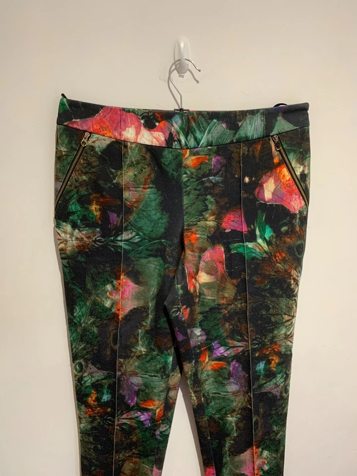 Ted Baker Olivie trousers Size 3 UK 12 VGC slim floral pattern print stretch - Image 2 of 4