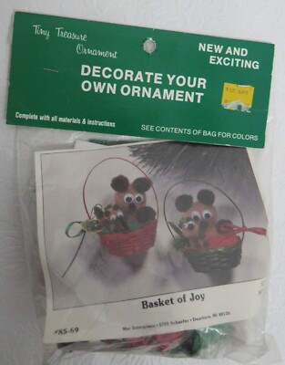 Merri Mac Tiny Treasures BASKET OF JOY  Ornament Kit   New Vintage