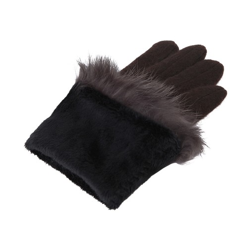 Elegant Women's Winter Thermal Wool Gloves with Rabbit Fur Trim - Diff Colors - Picture 26 of 26