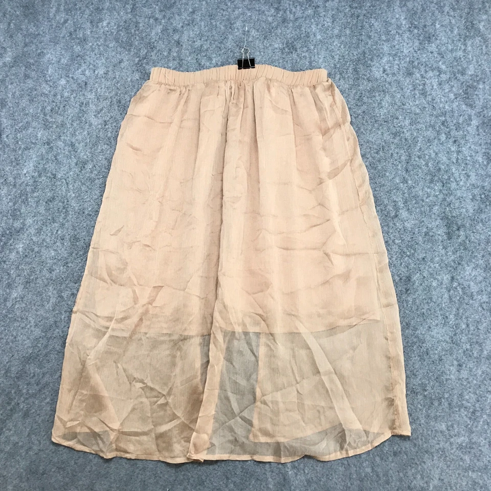 Falda Love 21 para mujer talla pequeña hasta la rodilla champán transparente dobladillo alto bajo tirar Foto 2 de 4