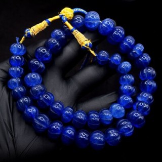 Fabulous Blue Sapphire Carved 658.00 Cts Beaded Jewelery Necklace VK 27 E621