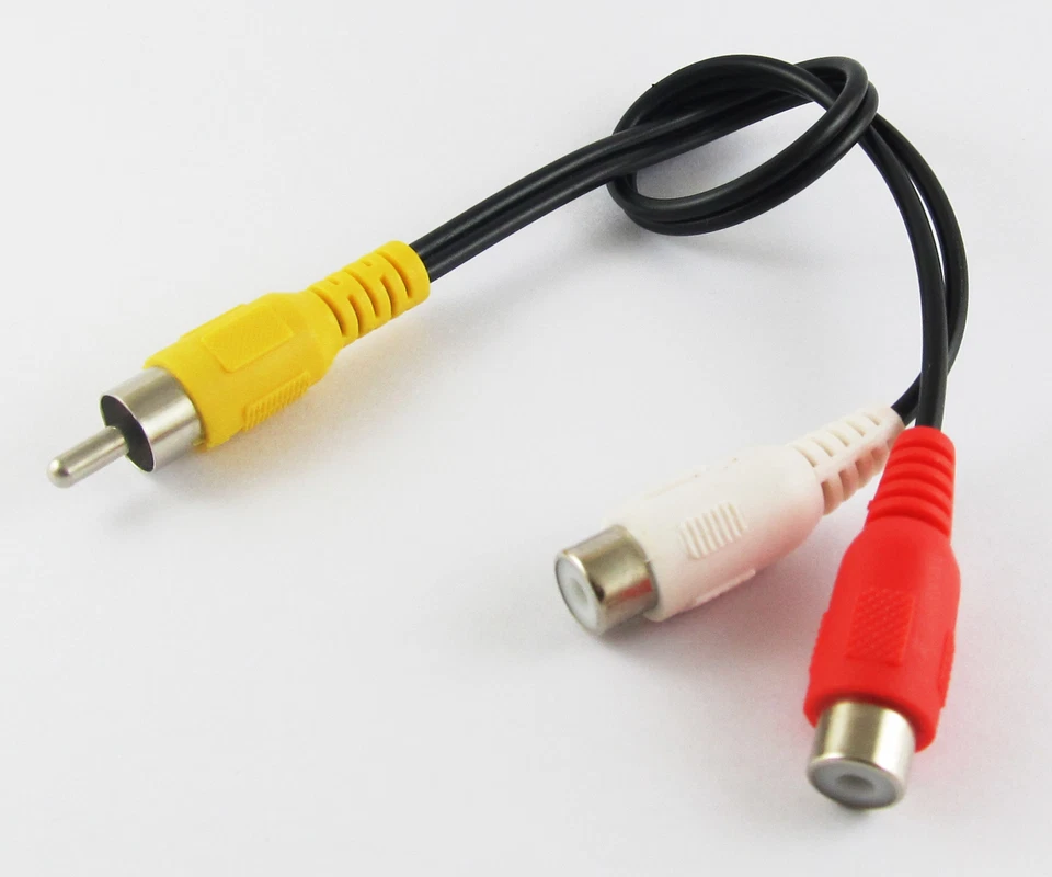 10pcs 28cm 1 RCA Male to 2 RCA Female Y Splitter Audio Video Adapter Cable - Image 2 of 4