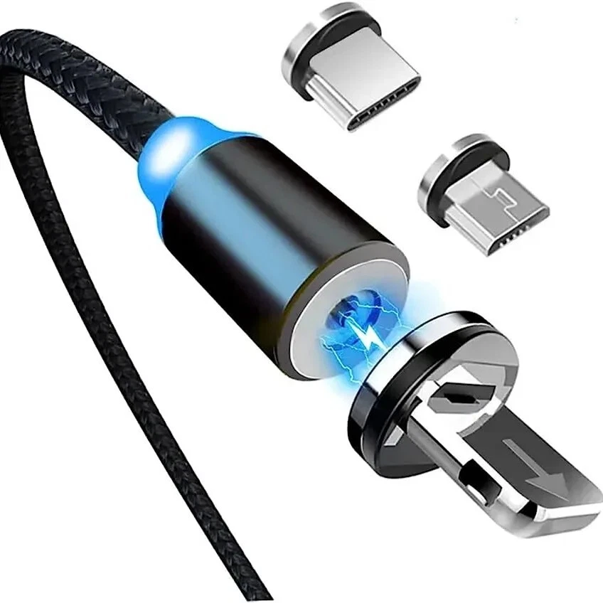 CAVO DI RICARICA CELLULARE MAGNETICO TIPO TYPE C IPHONE MICRO USB CAVETTO 3 IN 1 - Immagine 3 di 4