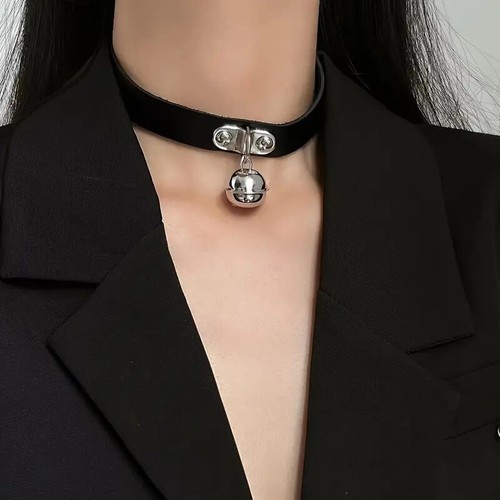 Collana girocollo uomo donna punk gotico pelle nera punta rivetto o ring collare - Foto 8 di 49