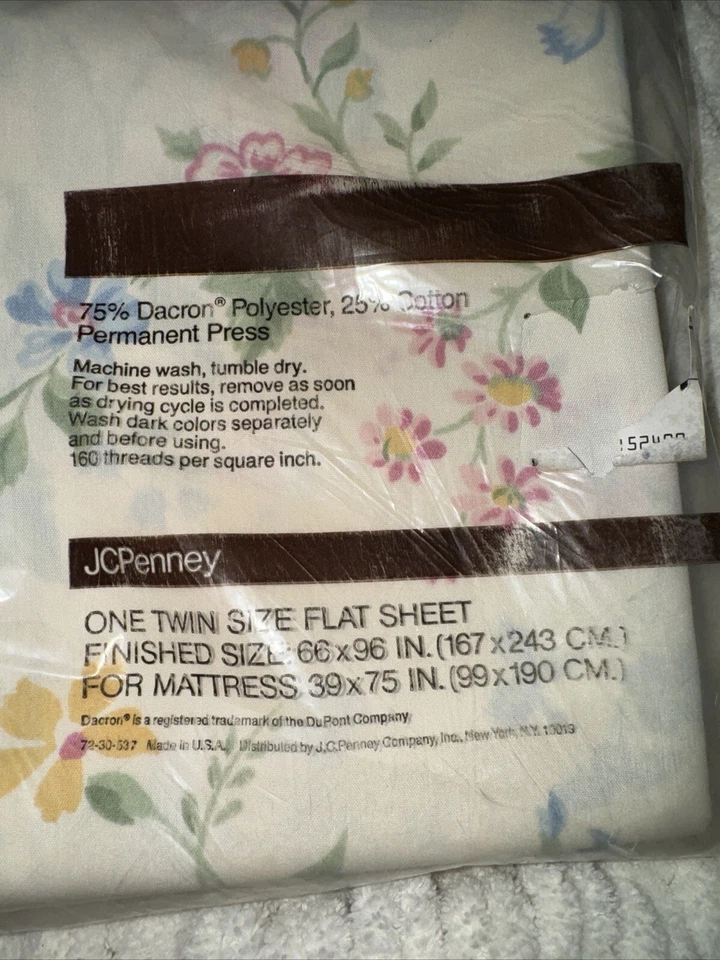 De colección JC Penney Dacron Floral Doble Plano Flores Tempranas Primavera Nuevo stock antiguo Foto 2 de 4