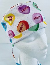 Valentine  s Day Lined Medical Skull Scrub Cap Surgery, Chef Chemo Hat