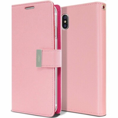 For iPhone X/Xs GOOSPERY Rich Diary Leather Wallet Case PINK