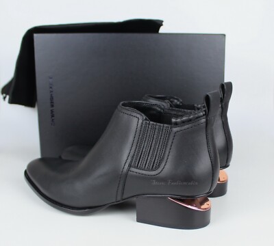 NEW RARE! Alexander Wang Kori Cut-Out Heel Boots, Black Leather