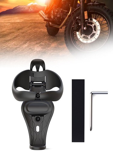 Motorcycle Parts Beverage Water Bottle Drink Cup Holder Rack Black Accessories - Picture 4 of 12