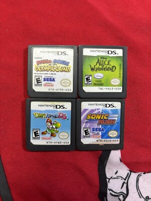 Nintendo D.s Game Lot Of 4 Mario & Sonic,Toshiba s Island ,Alice Wonderland Ect