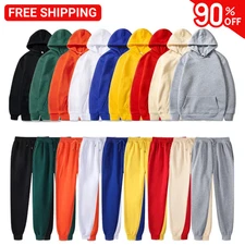 Men's Fleece Hoodie Jogger Set Tracksuit Casual Sportswear Comfortable Outfit