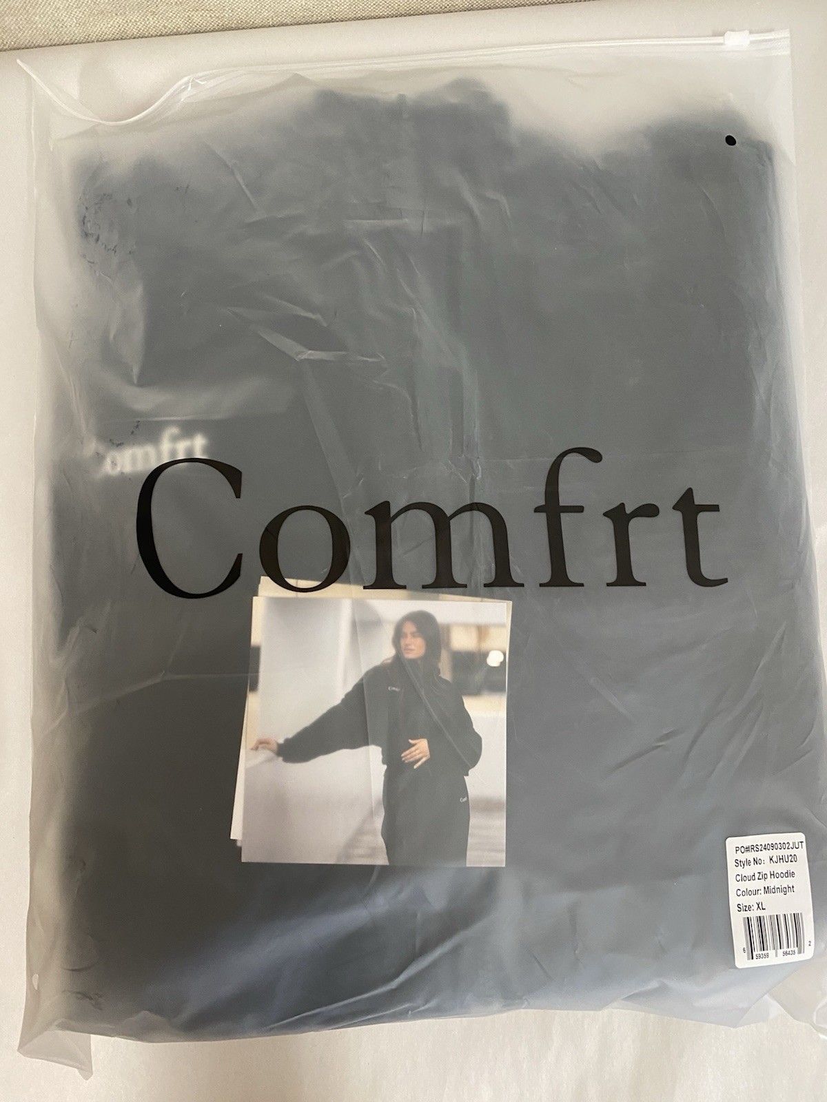 Comfrt Cloud Hoodie XL Black Midnight Full Zip Up Jacket Fleece Sweatshirt