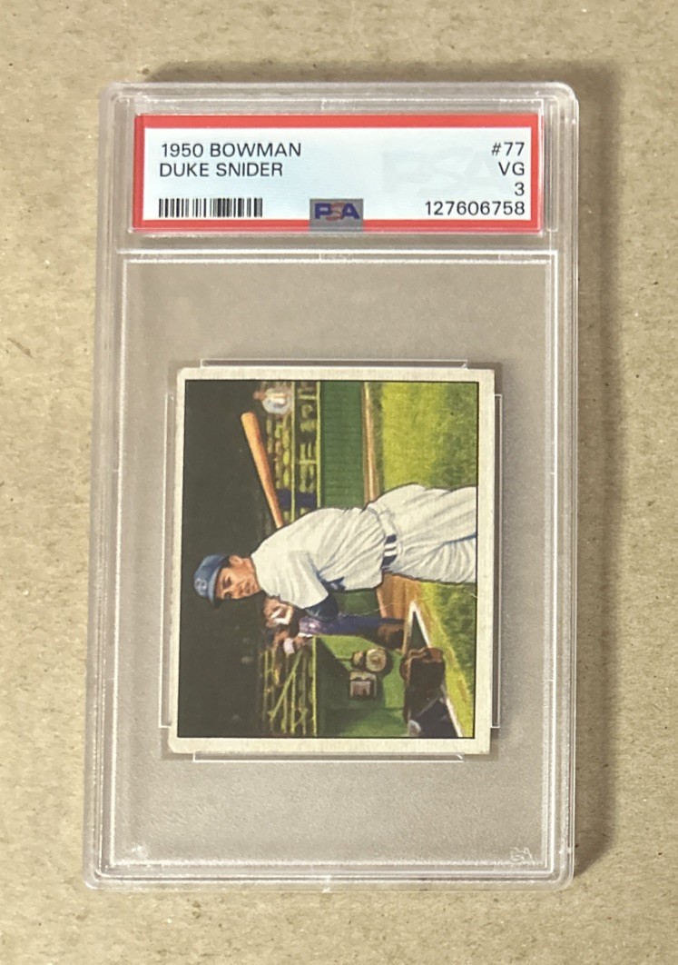 1950 Bowman Baseball Duke Snider Brooklyn Dodgers Card #77 PSA 3