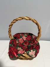 Poinsettia Medium Basket/Bowl Liner Handmade New