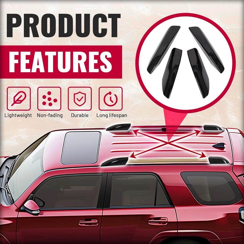 4Pcs Roof Rack Bar Rail End Cover Shell Cap For TOYOTA 4Runner 2003-2009 4-Door Foto 4 de 4