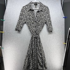 Laundry Womens Dress Size 12 Midi Long Sleeves Collared Tie Buttons Black