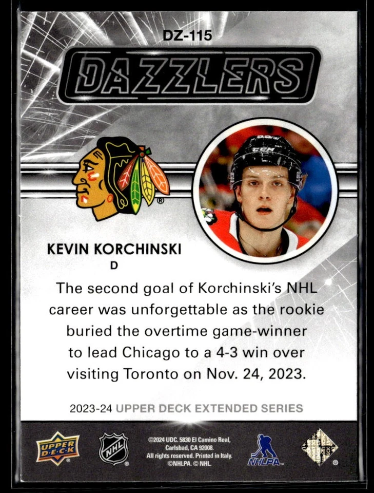 2023-24 Upper Deck Extended Series Dazzlers Green #DZ-115 Kevin Korchinski - Image 2 of 2