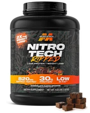 Muscletech Nitro-Tech Ripped Whey Protein Powder Chocolate Fudge Brownie 4LB