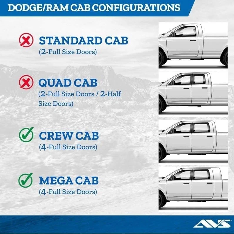 AVS Vent Visors Rain Guards for 2009-2018 Ram 1500 Crew Cab – Window Deflectors Foto 2 de 4