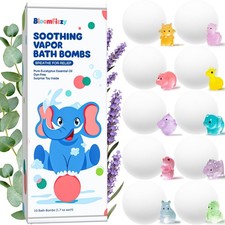 Soothing Vapor Bath Bombs for Kids with Surprise Toys Inside, Eucalyptus  La...