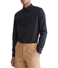 Calvin Klein Mens Slim Fit Refined Button Up Shirt, black, 2XL Neck