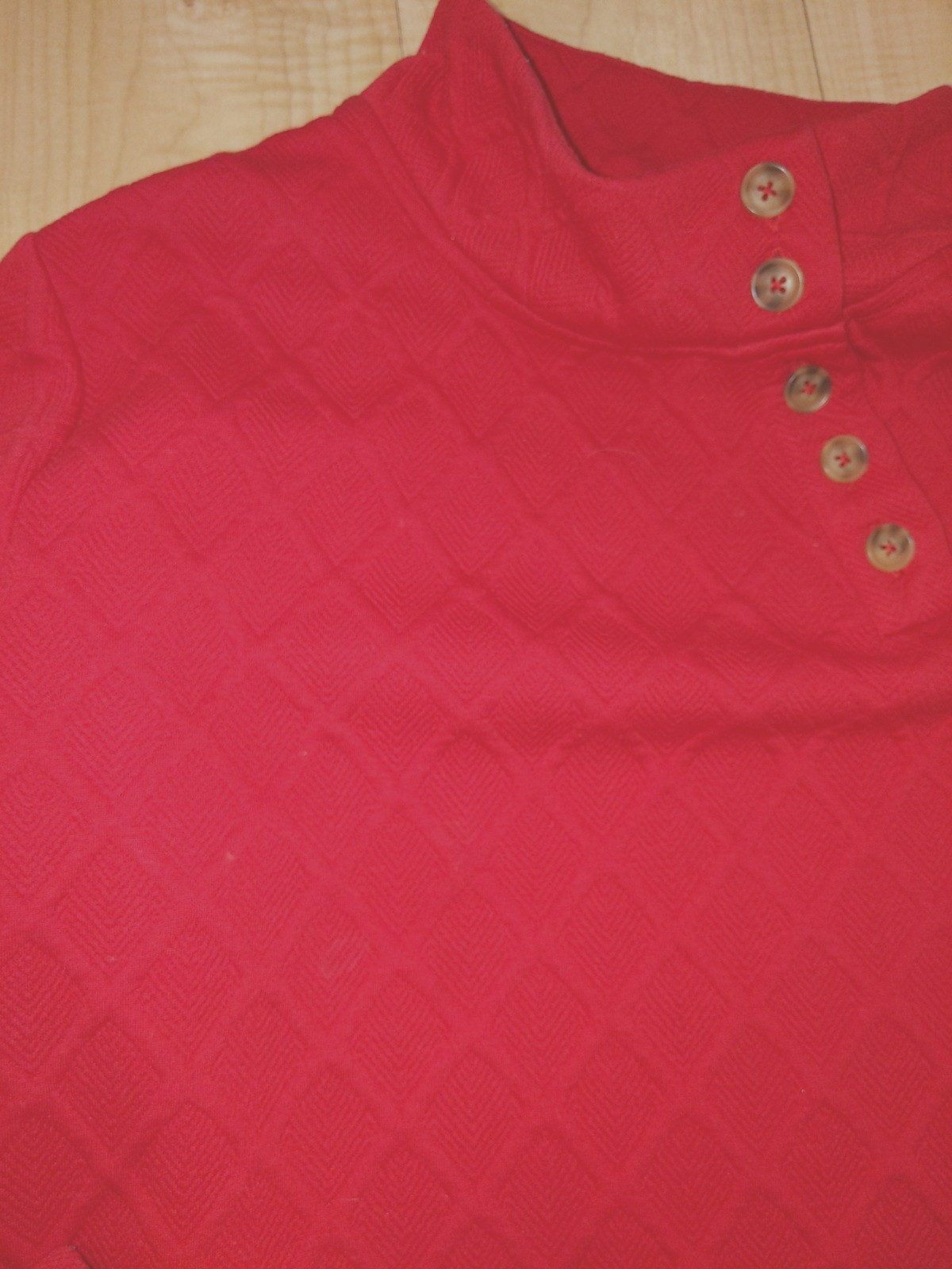 Two Twenty red mockneck button pullover topL - image 3