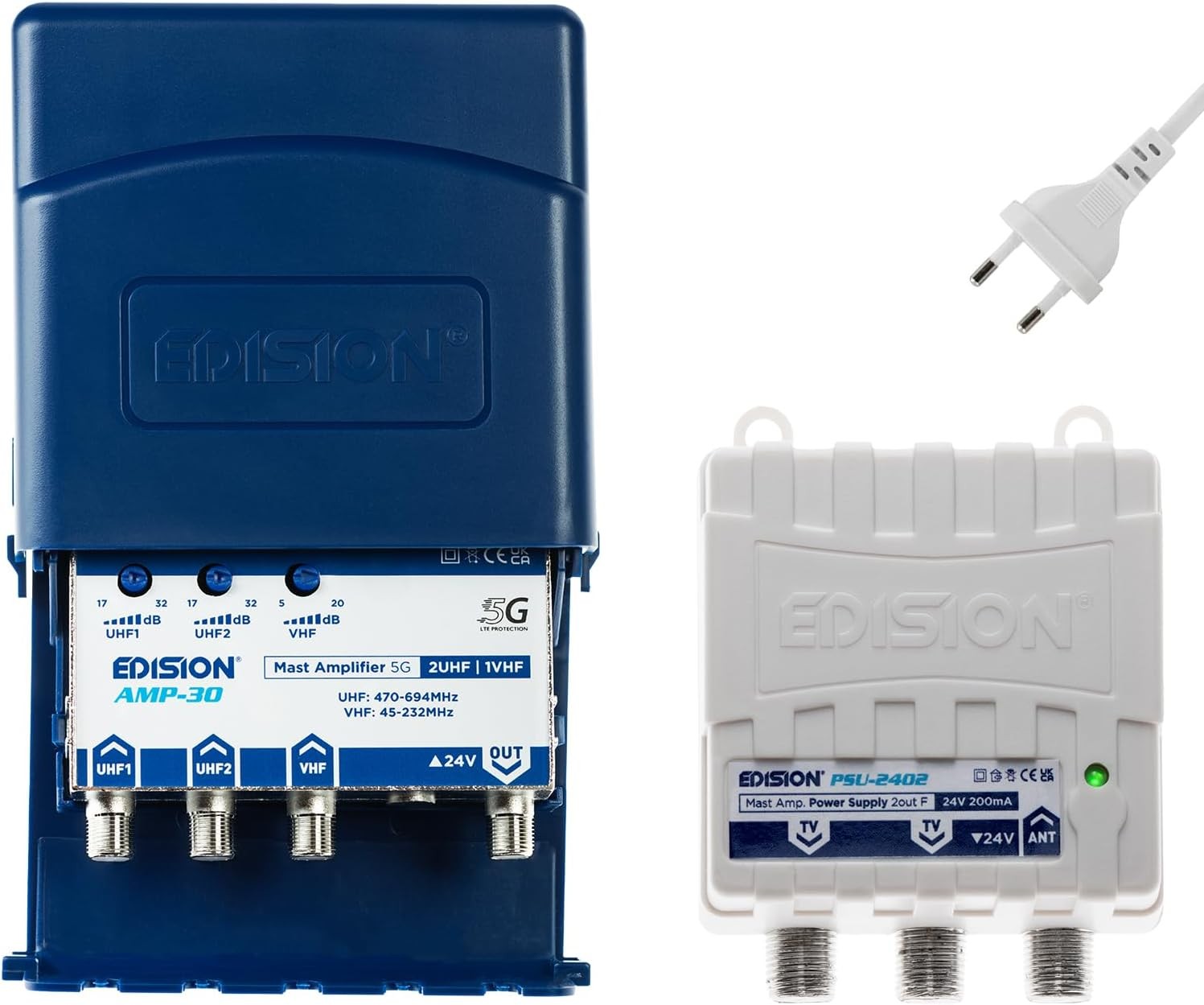 Kit Amplificatore Palo TV EDISION MAK-300 32dB Guadagno Regolabile DVB-T2 - 2