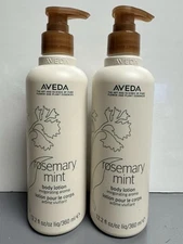 2 PACK lot set:  Aveda Rosemary Mint Body Lotion 12.2oz 360mL each with Pump