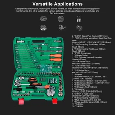 121-Piece Car Repairs Tool Set Ratchet Wrench Sockets Screwdriver Kit With JYPS