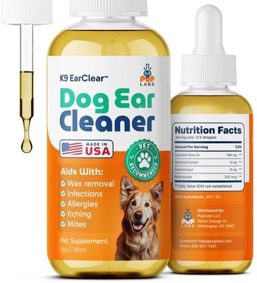 Ear Clear, Natural Dog Ear Cleaner and Infection Treatment for Dogs, Dog Drop...
