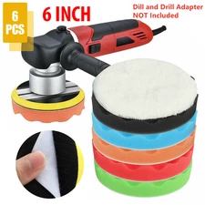 6Pcs 6 Inch Polishing Pads Sponge Waxing Foam Buffing Kit Car Polisher for Drill