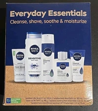 5 pc Nivea Men Everyday Essentials Set  Shave Gel Soothe Moisturize Body Wash