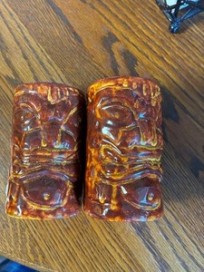 Hawaiian Tiki Mugs Set Two Glasses/Mugs 1970's Clean Set from 1974 fun vacation