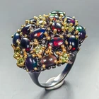 Women ring Natural Black Opal Ring 925 Sterling Silver Size 7 /R453848