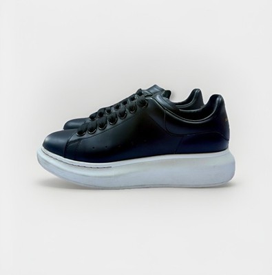 Alexander McQueen Oversized Sneaker Schwarz Leder Weiße Sohle EU 38 UK 5 Designe
