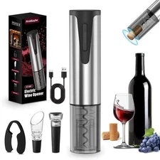 Electric Wine Bottle Opener, Automatic Corkscrew with Foil cutter stopper pourer