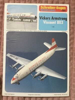 Vickers Armstrong Viscount 803 Flugzeug Schreiber-Bogen Kartonbausatz *NEU*  