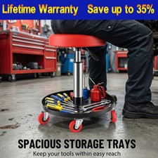 Adjustable Creeper Stool Seat Pneumatic Mechanic Round Car Bike Workshop Garage