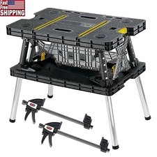 Folding Work Table Portable Workbench Table w/12" Clamps for Garage/Wood Shop