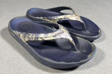 OOFOS Oolala Sandal Women’s 7 Blue Silver Cushioned Recovery Flip Flop *READ*