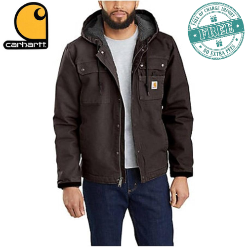 NEW Men's Washed Duck Dark Brown Sherpa Utility Jacket Comfort, Free Shipping US