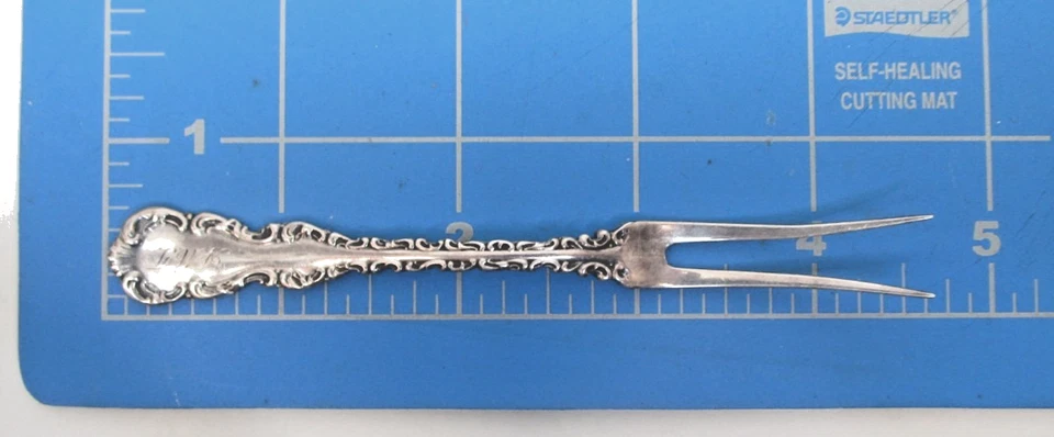 Vintage Antique Gorham Whiting Louis XV Sterling Silver Olive/Lemon Fork w/ MONO - Image 4 of 4