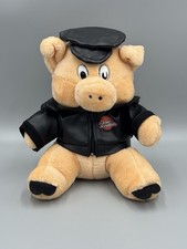 Vintage 1993 Harley Davidson Biker Pig Plush W/ Jacket Hat Stuffed Animal READ
