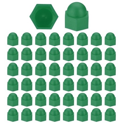 50 Pcs Hex Nut Cover, M14x10x14mm Screws Bolt Covers Caps, Green